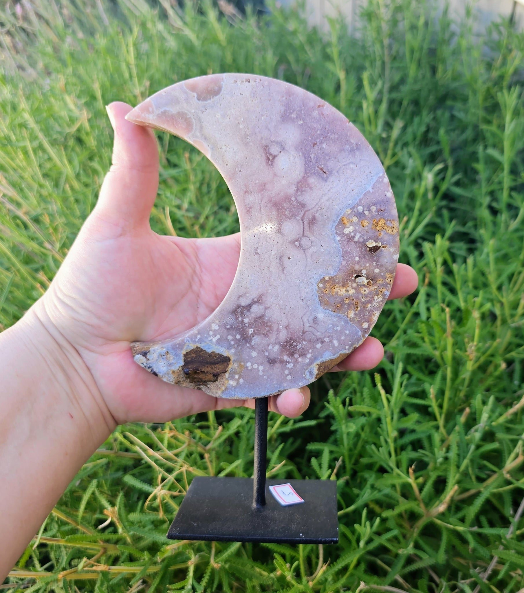 Pink Amethyst Moon on Stand
