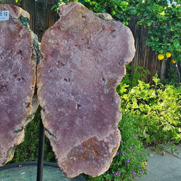 Pink Amethyst Angel Wings on Metal Base