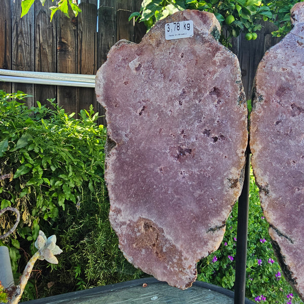 Pink Amethyst Angel Wings on Metal Base