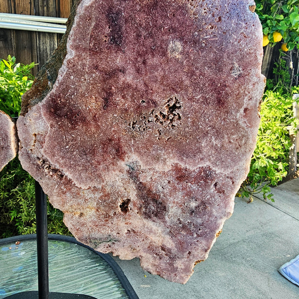 Pink Amethyst Angel Wings on Metal Base