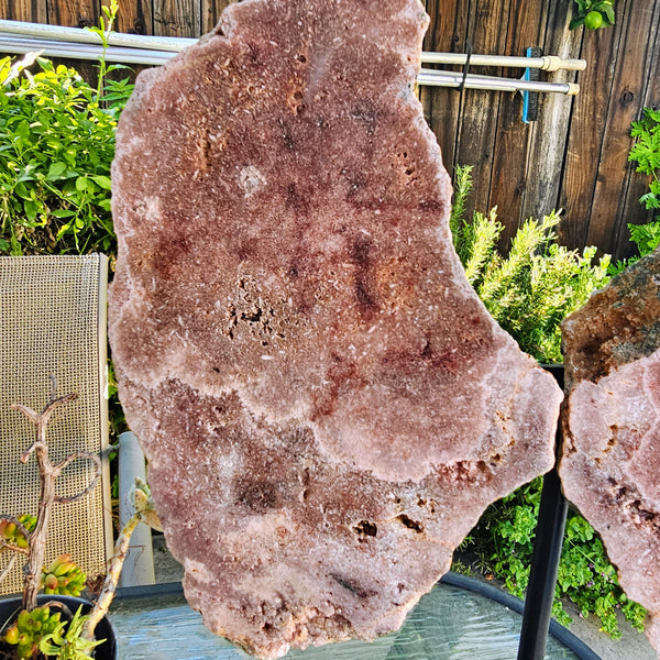 Pink Amethyst Angel Wings on Metal Base