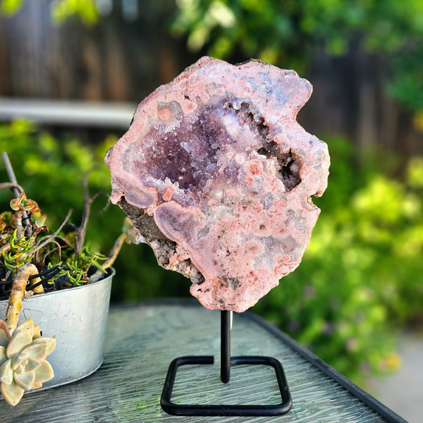 Pink Amethyst on Metal Base