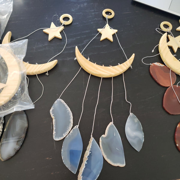 NEW Star & Crescent Moon Agate Wind Chime