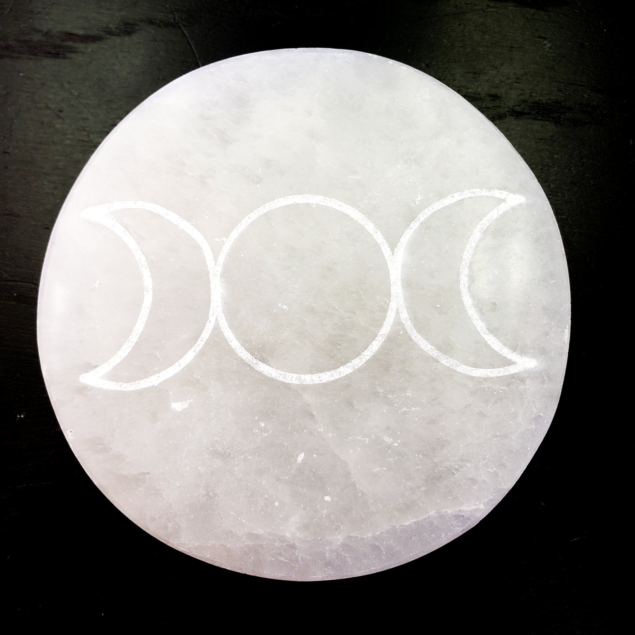 Moon Phase Engraved Selenite Plate