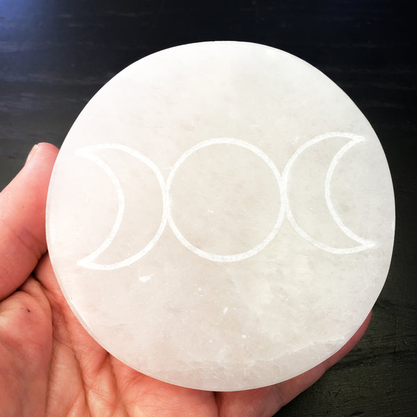 Moon Phase Engraved Selenite Plate