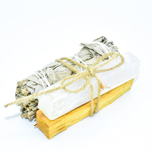 Palo Santo, Sage & Crystal Smudging Bundle - WHYTE QUARTZ