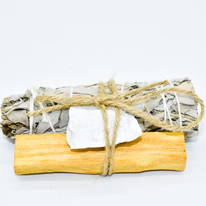 Palo Santo, Sage & Crystal Smudging Bundle - WHYTE QUARTZ