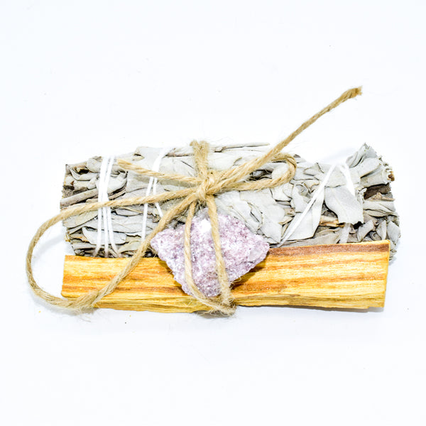 Palo Santo, Sage & Crystal Smudging Bundle - WHYTE QUARTZ