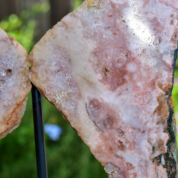 Pink Amethyst Angel Wings on Metal Base