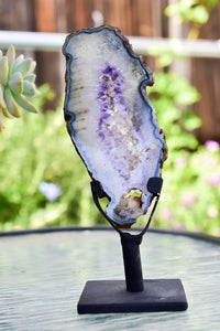 Amethyst Slice on Metal Display Stand