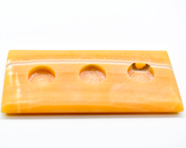 Orange Onyx Triple Tea Light Candle Holder