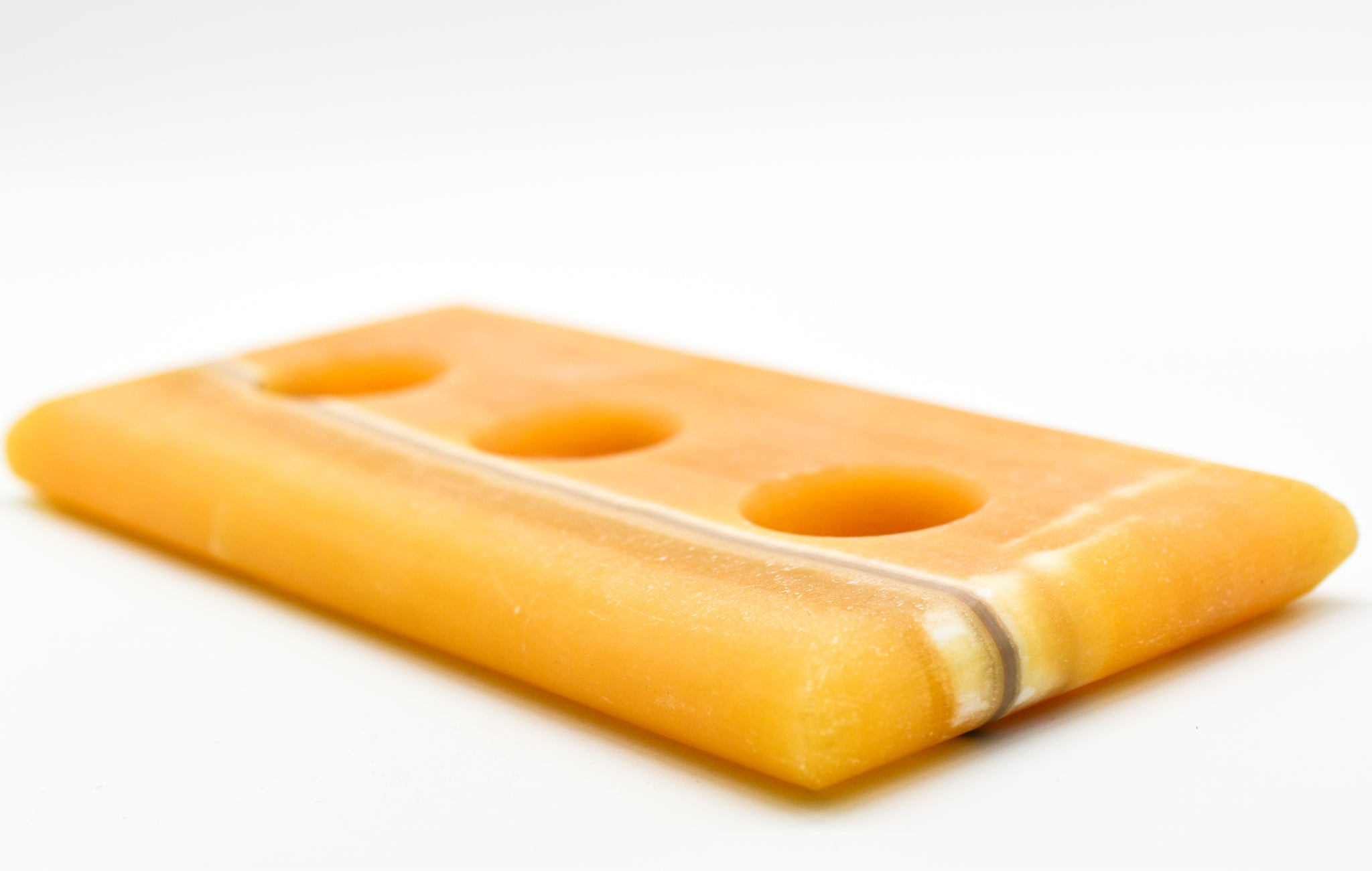 Orange Onyx Triple Tea Light Candle Holder