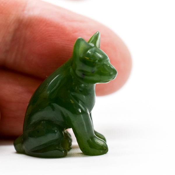 Dark Green Jade Dog Figurines