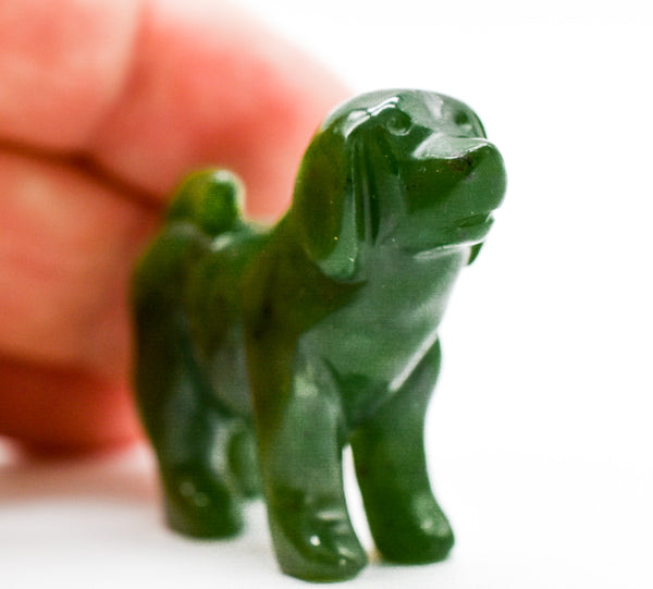 Dark Green Jade Dog Figurines