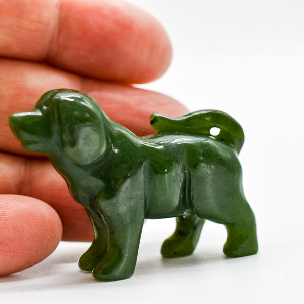 Dark Green Jade Dog Figurines