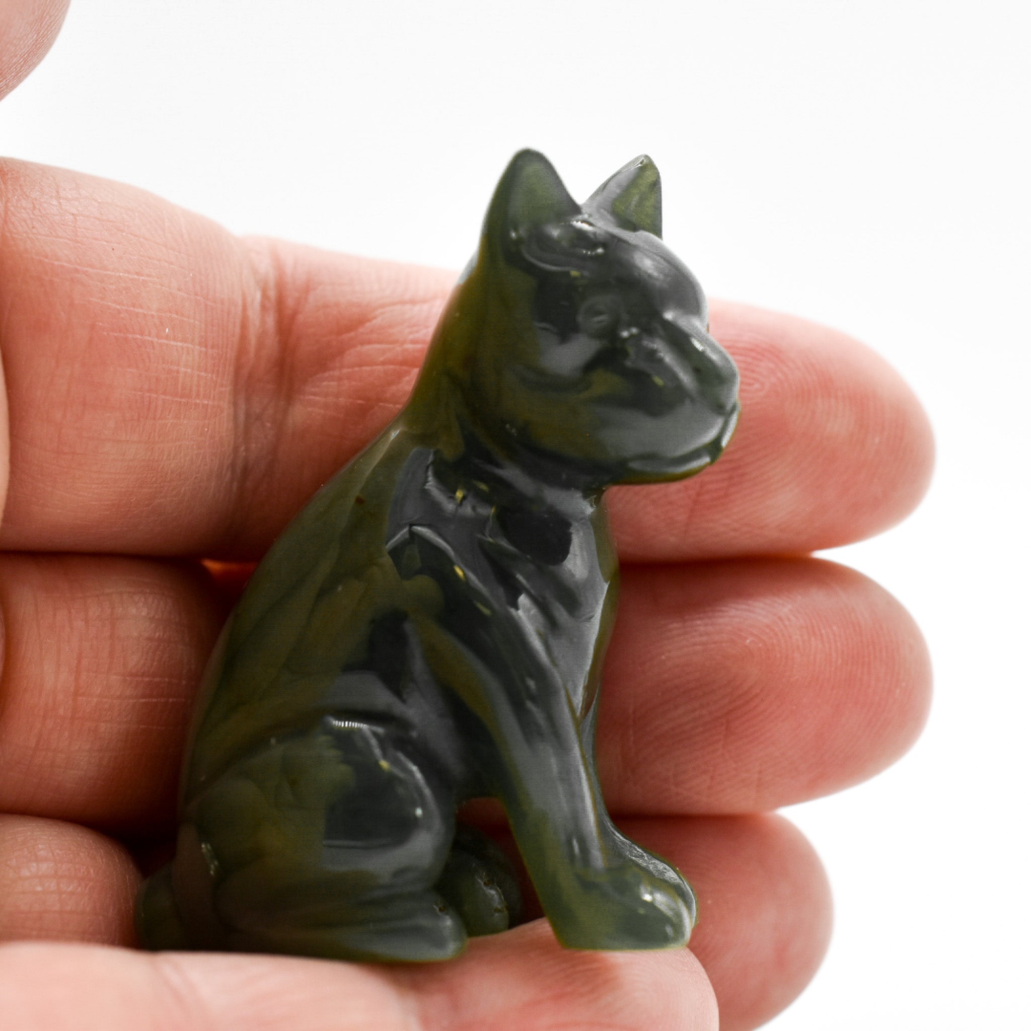 Dark Green Jade Dog Figurines