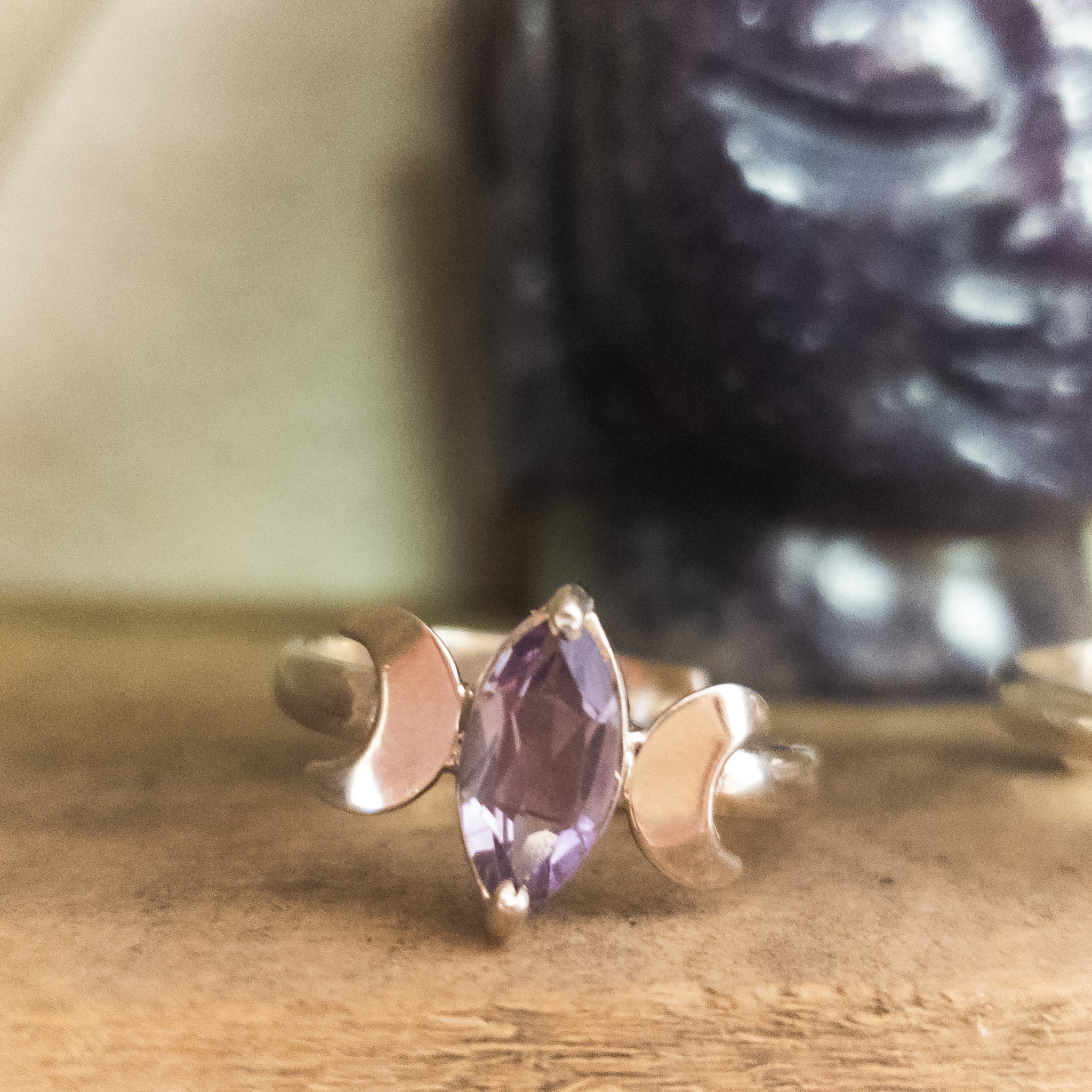 Moon Phase Silver Adjustable Rings