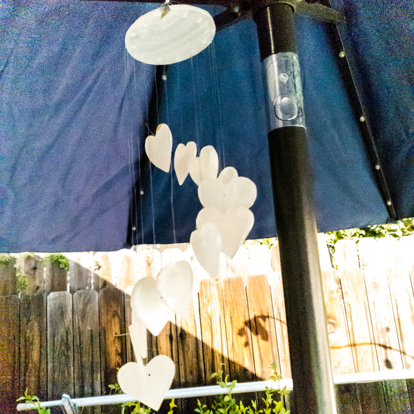 Hearts Handmade White Onyx 15" Wind Chime