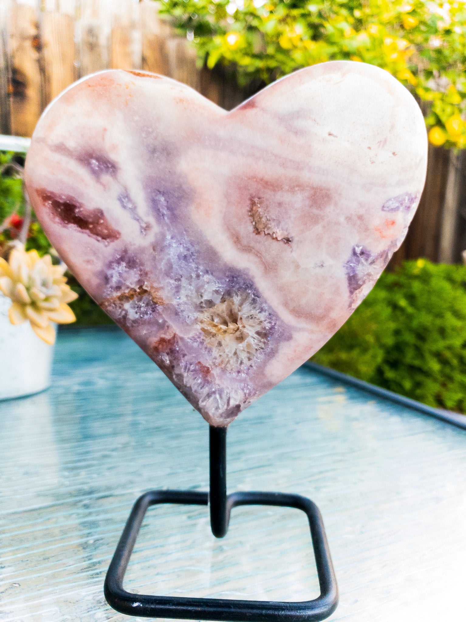 Pink Amethyst Heart Display Piece