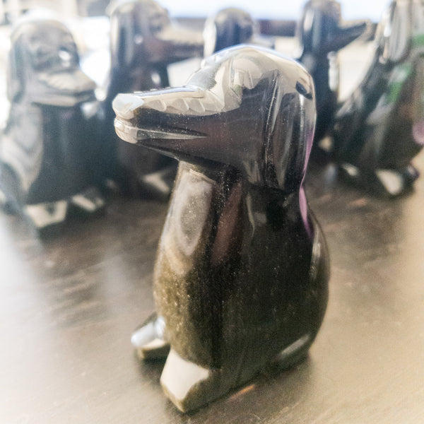 Gold Sheen Obsidian Dog Figurine