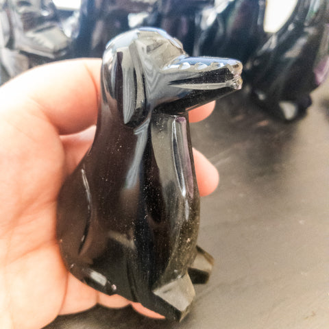 Gold Sheen Obsidian Dog Figurine