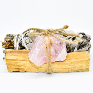 Palo Santo, Sage & Crystal Smudging Bundle - WHYTE QUARTZ