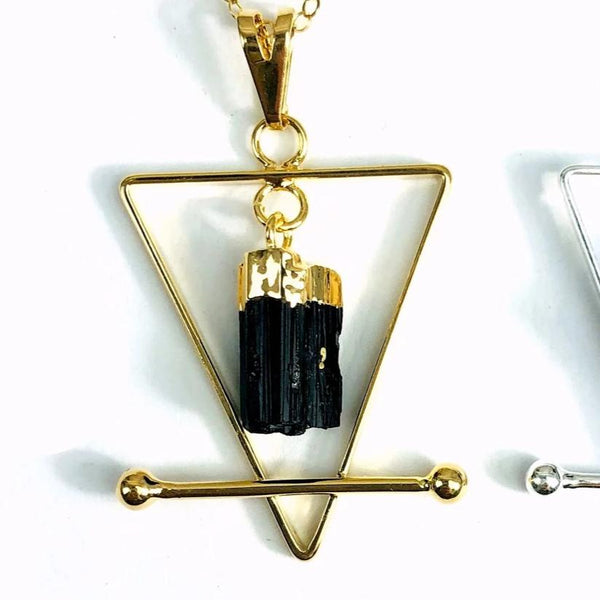 Black Tourmaline and Quartz Pendants - WHYTE QUARTZ