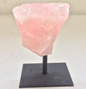 Natural Rose Quartz on Metal Stand Home Decor Display Piece